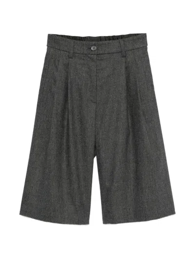 Emporio Armani High Waisted Tailored Shorts Pleated Design In Gray