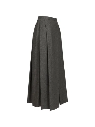 Emporio Armani Pleated Wool-blend Skirt In Gray