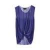 Emporio Armani Pleated Sheer Knotted Sleeveless Top In Blue