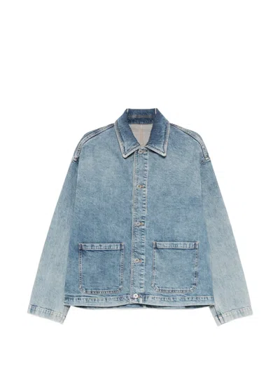 Emporio Armani Denim Jacket Collared Design Front Pockets In Blue