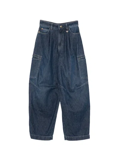 Emporio Armani Pocket Pleated Jeans In Blue