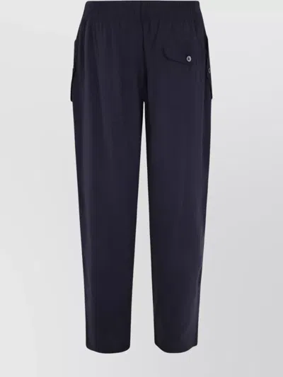 Emporio Armani Pocketed Elastic Waistband Straight Leg Trousers In Blue