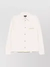 Emporio Armani Point Collar Cotton Jacket With Chest Pocket In Neutral