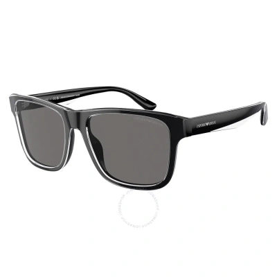 Emporio Armani Polarized Dark Grey Square Men's Sunglasses Ea4208 605187 56 In Black / Dark / Grey