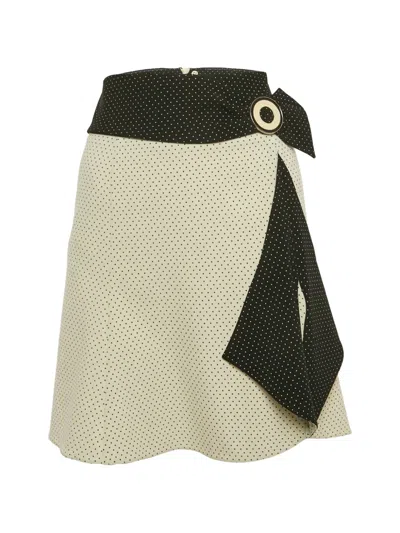 Pre-owned Emporio Armani Polka-dot Crepe Mini Skirt In White