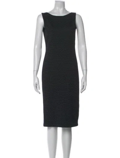 Pre-owned Emporio Armani Polka Dot Print Midi Length Dress In Black