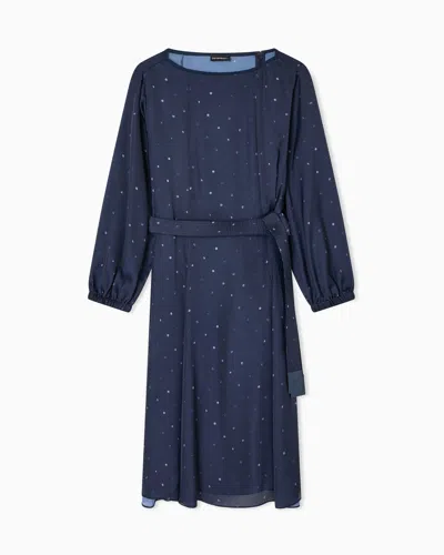Emporio Armani Polka-dot Print Satin Dress With Belt