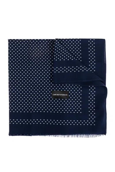 Emporio Armani Polka Dot Printed Frayed Edge Scarf