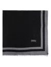 Emporio Armani Polka Dot Printed Frayed Edge Scarf In Black
