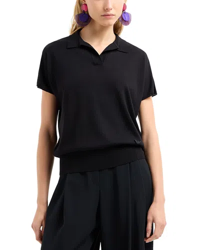 Emporio Armani Polo Collar Sweater In Black