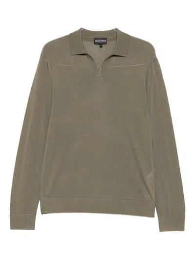 Emporio Armani Polo-collar Sweater In Brown