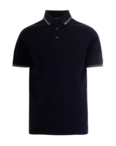 Emporio Armani Polo Con Contrasti Blu Navy In Black