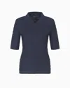Emporio Armani Frill Striped Top In Blue