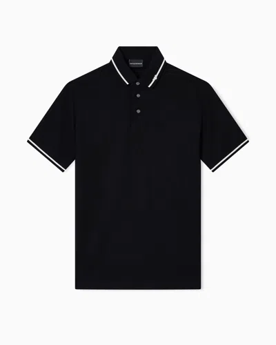 EMPORIO ARMANI PIQUÉ POLO SHIRT WITH MICRO EAGLE EMBROIDERY AND TRIM