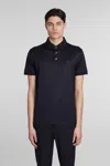 Emporio Armani Polo In Blue Wool And Polyester In Blu Scuro