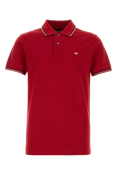 EMPORIO ARMANI POLO IN COTONE STRETCH ROSSO UOMO