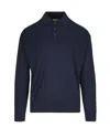 Emporio Armani Textured Knit Blue Polo With Classic Button Placket In Blue