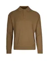 Emporio Armani Polo In Maglia A Coste Mosse Marrone In Brown