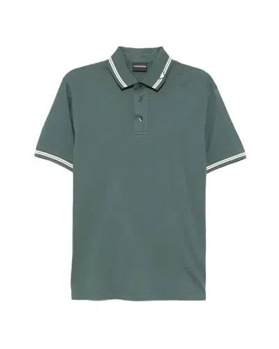 Emporio Armani Polo Shirt With Contrast Trim And Short Sleeves In Green