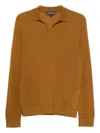 Emporio Armani Virgin Wool Sweater With Polo Collar In Brown