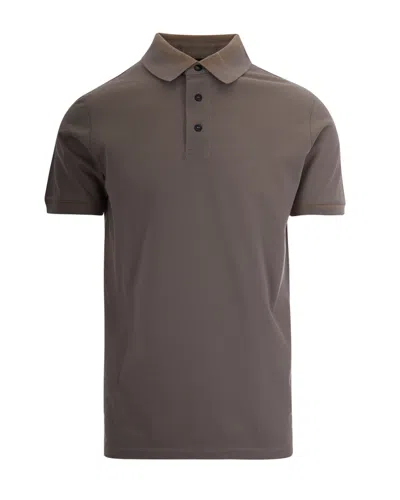 Emporio Armani Polo Piquet Mourning Dove In Brown