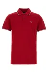 Emporio Armani Polo In Cotone Stretch Rosso Uomo In Red