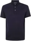 Emporio Armani Collared Polo Shirt In Textured Fabric In Blue