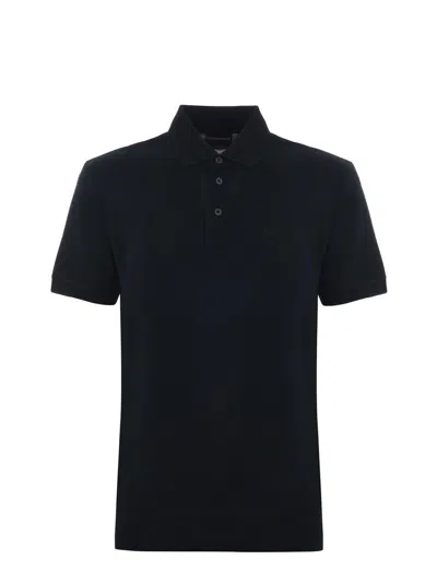 Emporio Armani 3d-effect Embossed Jacquard Jersey Polo Shirt In Blu Scuro