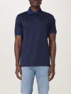 Emporio Armani Jersey Polo Shirt With All-over Jacquard Lettering In Blau