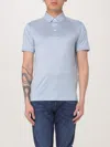 Emporio Armani Mens Subdued Blue Embossed-branding Short-sleeves Woven-blend Polo Shirt In Hellblau