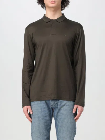 Emporio Armani Long-sleeve Polo Shirt In Brown