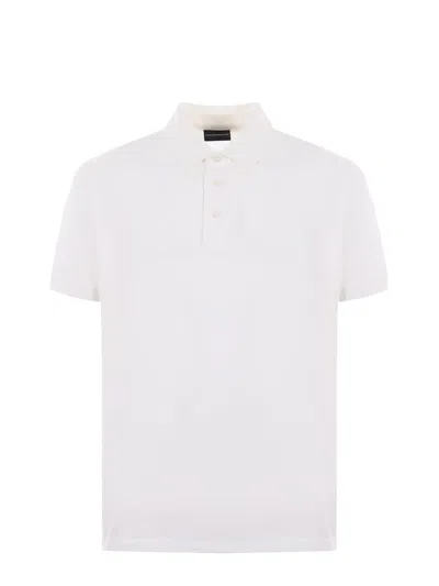 Emporio Armani Chevron Jacquard Polo Shirt In White