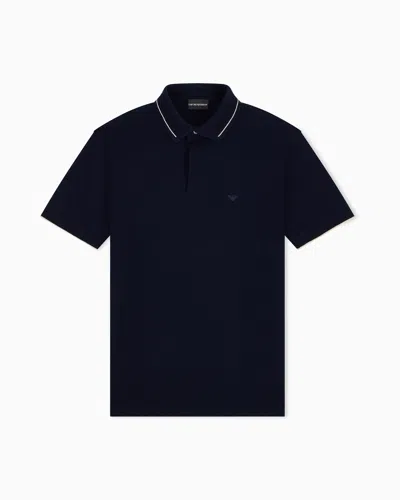 Emporio Armani Polo Shirt With Regular Fit In Cotton Pique In Blue