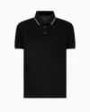 Emporio Armani Eagle Embroidery Piquet Polo Shirt In Black