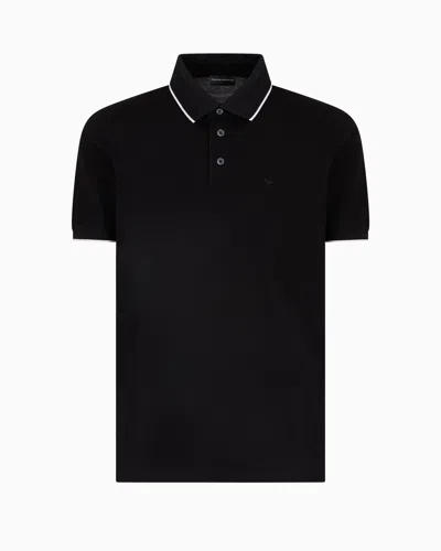 EMPORIO ARMANI STRETCH PIQUÉ POLO SHIRT WITH MICRO EAGLE EMBROIDERY