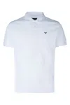 Emporio Armani Logo Embroidery Cotton Polo Shirt In White