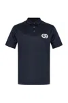 Emporio Armani Embroidered Logo Polo Shirt In Blue
