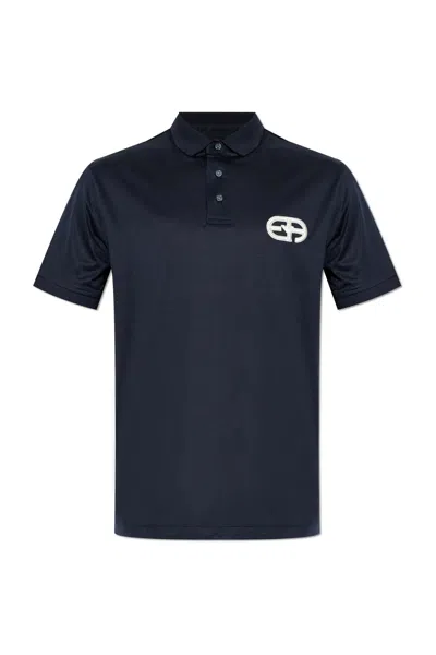 Emporio Armani Polo With Logo In Blue