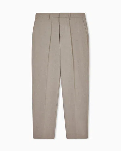Emporio Armani Polyester Seersucker Trousers In Gray