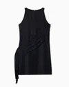 Emporio Armani Polygon Capsule Collection Dress With Satin-fringed Details In Black