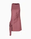 Emporio Armani Polygon Capsule Collection Dress With Satin-fringed Details In Brown