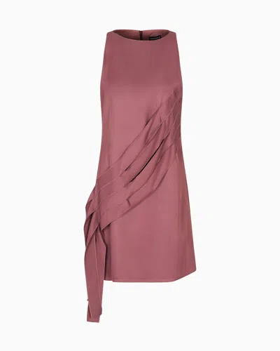 Emporio Armani Polygon Capsule Collection Dress With Satin-fringed Details In Brown