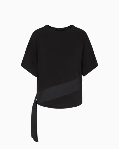 Emporio Armani Polygon Capsule Collection T-shirt With Stretch Viscose Jersey Ribbons In Black