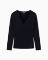 Emporio Armani Polygon Capsule Collection Virgin Wool Blend V-neck Jumper