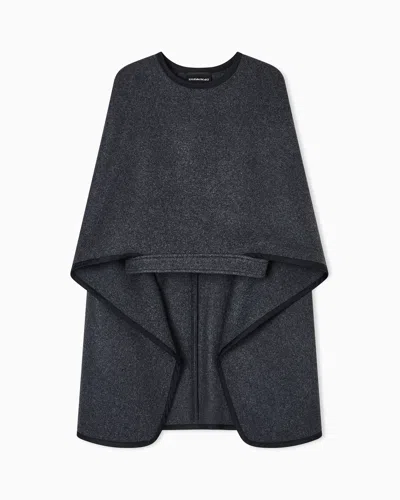 Emporio Armani Polygon Capsule Collection Wool Cloth Cape In Gray