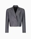 Emporio Armani Polygon Capsule Collection Yarn-dyed Gabardine Bolero In Gray