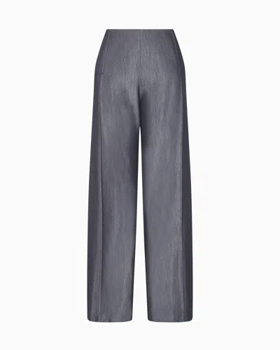 Emporio Armani Polygon Capsule Collection Yarn-dyed Gabardine Trousers In Gray