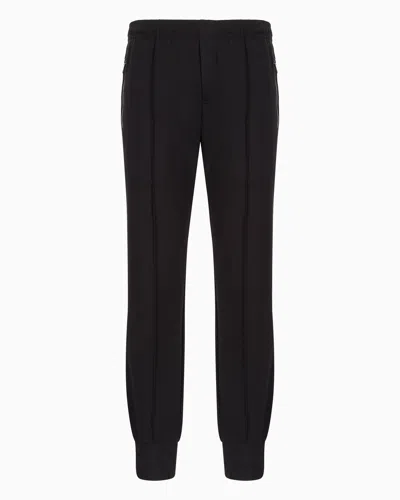Emporio Armani Official Store Ponte-di-roma Fabric Joggers In Black