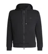 Emporio Armani Ponte-di-roma Knit Zip-up Hoodie In Black