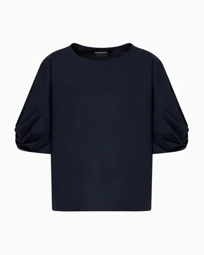 EMPORIO ARMANI POPLIN BLOUSE WITH TWISTED SLEEVES